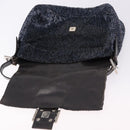 FENDI Mamma Baguette Shoulder Bag Beads Navy Silver Auth yk20696SAM-17