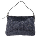 FENDI Mamma Baguette Shoulder Bag Beads Navy Silver Auth yk20696SAM-3