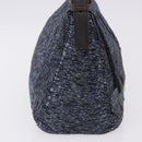 FENDI Mamma Baguette Shoulder Bag Beads Navy Silver Auth yk20696SAM-5