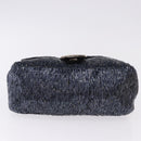 FENDI Mamma Baguette Shoulder Bag Beads Navy Silver Auth yk20696SAM-9