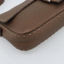FENDI Celeria Mamma Baguette Shoulder Bag Leather Brown Silver Auth yk20699SAM-11