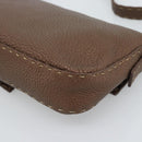 FENDI Celeria Mamma Baguette Shoulder Bag Leather Brown Silver Auth yk20699SAM-12