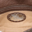 FENDI Celeria Mamma Baguette Shoulder Bag Leather Brown Silver Auth yk20699SAM-15