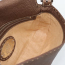 FENDI Celeria Mamma Baguette Shoulder Bag Leather Brown Silver Auth yk20699SAM-17
