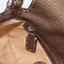 FENDI Celeria Mamma Baguette Shoulder Bag Leather Brown Silver Auth yk20699SAM-19
