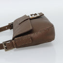 FENDI Celeria Mamma Baguette Shoulder Bag Leather Brown Silver Auth yk20699SAM-4