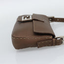 FENDI Celeria Mamma Baguette Shoulder Bag Leather Brown Silver Auth yk20699SAM-5