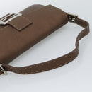 FENDI Celeria Mamma Baguette Shoulder Bag Leather Brown Silver Auth yk20699SAM-7