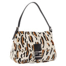 FENDI Leopard Mamma Baguette Shoulder Bag Harako White Silver Auth yk20700SAM-1