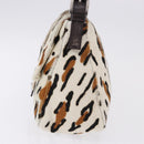 FENDI Leopard Mamma Baguette Shoulder Bag Harako White Silver Auth yk20700SAM-3