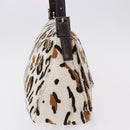 FENDI Leopard Mamma Baguette Shoulder Bag Harako White Silver Auth yk20700SAM-4