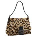 FENDI Mamma Baguette Shoulder Bag Harako leather Brown Silver Auth yk20701SAM-1