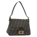 FENDI Zucca Canvas Mamma Baguette Shoulder Bag Brown Gold Tone Auth yk20702SAM-1