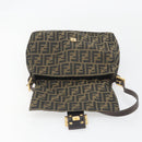 FENDI Zucca Canvas Mamma Baguette Shoulder Bag Brown Gold Tone Auth yk20702SAM-17