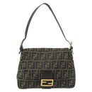 FENDI Zucca Canvas Mamma Baguette Shoulder Bag Brown Gold Tone Auth yk20702SAM-2