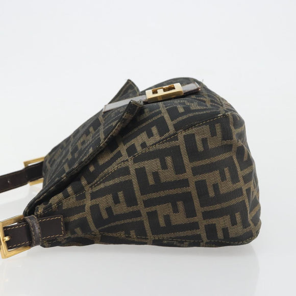 FENDI Zucca Canvas Mamma Baguette Shoulder Bag Brown Gold Tone Auth yk20702SAM