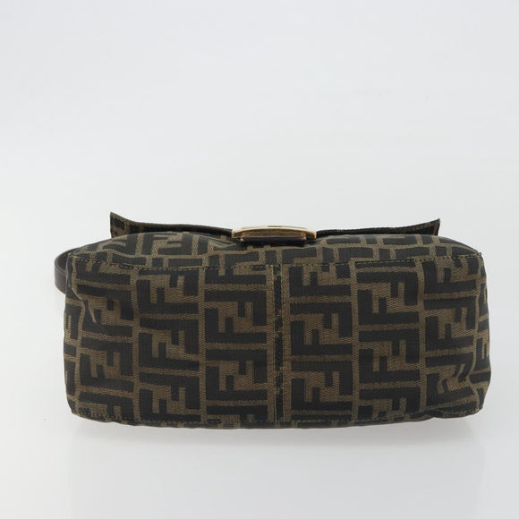 FENDI Zucca Canvas Mamma Baguette Shoulder Bag Brown Gold Tone Auth yk20702SAM