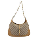 GUCCI GG Canvas Jackie Chain Shoulder Bag Beige Gold 001-4015 Auth yk20704SAV-13