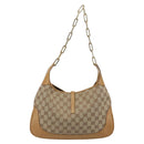 GUCCI GG Canvas Jackie Chain Shoulder Bag Beige Gold 001-4015 Auth yk20704SAV-2