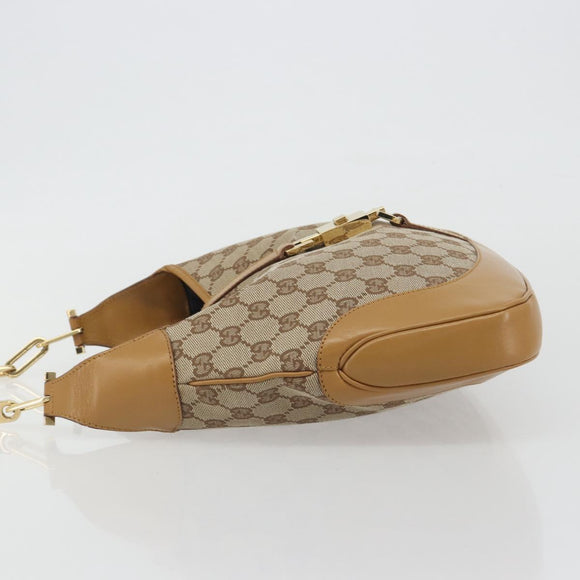 GUCCI GG Canvas Jackie Chain Shoulder Bag Beige Gold 001-4015 Auth yk20704SAV