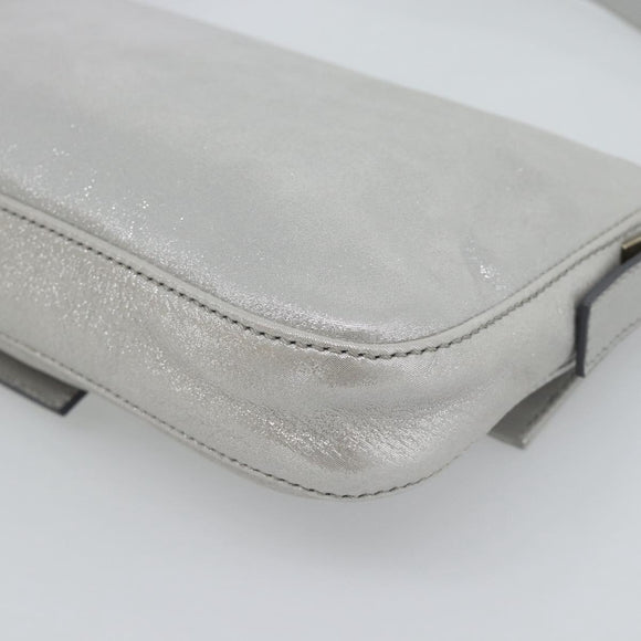 FENDI Rhinestone Mamma Baguette Bag Leather Silver 8BR600 Auth yk20705SM