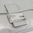 FENDI Rhinestone Mamma Baguette Bag Leather Silver 8BR600 Auth yk20705SM-15