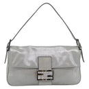 FENDI Rhinestone Mamma Baguette Bag Leather Silver 8BR600 Auth yk20705SM-2