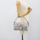 FENDI Rhinestone Mamma Baguette Bag Leather Silver 8BR600 Auth yk20705SM-23