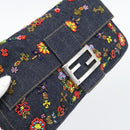 FENDI Denim Beads Mamma Baguette Shoulder Bag Multicolor Blue Auth yk20706SAM-14