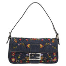 FENDI Denim Beads Mamma Baguette Shoulder Bag Multicolor Blue Auth yk20706SAM-2