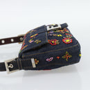 FENDI Denim Beads Mamma Baguette Shoulder Bag Multicolor Blue Auth yk20706SAM-4