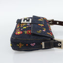 FENDI Denim Beads Mamma Baguette Shoulder Bag Multicolor Blue Auth yk20706SAM-5