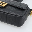 FENDI Zucca Mamma Baguette Bag Leather 2way Black Gold 8BH600 Auth yk20707SAM-11