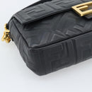 FENDI Zucca Mamma Baguette Bag Leather 2way Black Gold 8BH600 Auth yk20707SAM-12