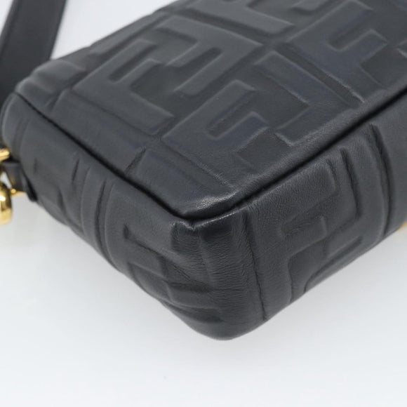 FENDI Zucca Mamma Baguette Bag Leather 2way Black Gold 8BH600 Auth yk20707SAM