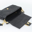 FENDI Zucca Mamma Baguette Bag Leather 2way Black Gold 8BH600 Auth yk20707SAM-15