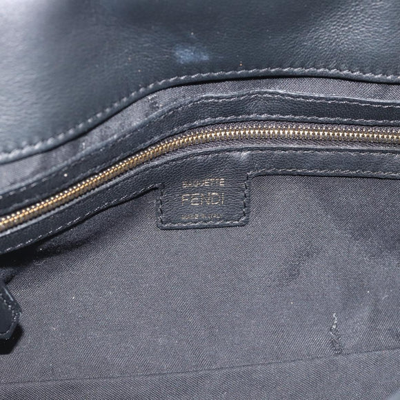 FENDI Zucca Mamma Baguette Bag Leather 2way Black Gold 8BH600 Auth yk20707SAM