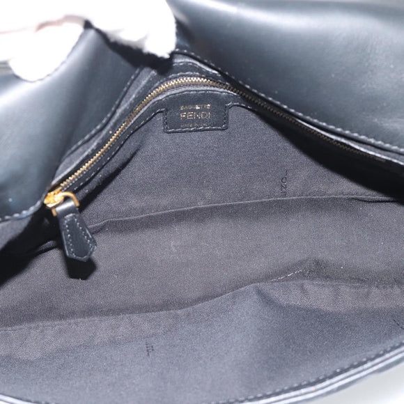 FENDI Zucca Mamma Baguette Bag Leather 2way Black Gold 8BH600 Auth yk20707SAM