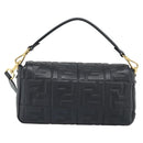 FENDI Zucca Mamma Baguette Bag Leather 2way Black Gold 8BH600 Auth yk20707SAM-3