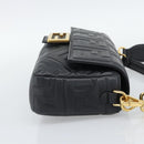 FENDI Zucca Mamma Baguette Bag Leather 2way Black Gold 8BH600 Auth yk20707SAM-5