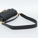 FENDI Zucca Mamma Baguette Bag Leather 2way Black Gold 8BH600 Auth yk20707SAM-8