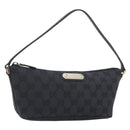 GUCCI GG Canvas Accessory Pouch Outlet Black Silver 257300 Auth yk20708SAV-1