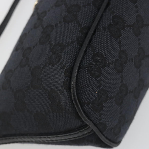 GUCCI GG Canvas Accessory Pouch Outlet Black Silver 257300 Auth yk20708SAV