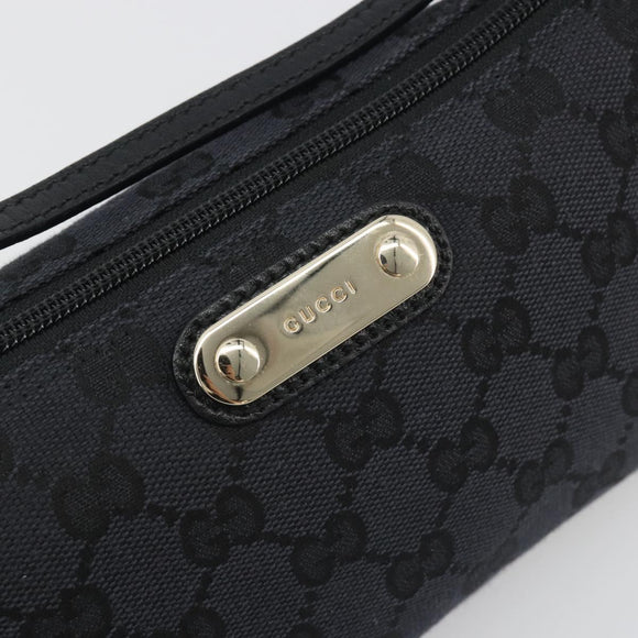 GUCCI GG Canvas Accessory Pouch Outlet Black Silver 257300 Auth yk20708SAV