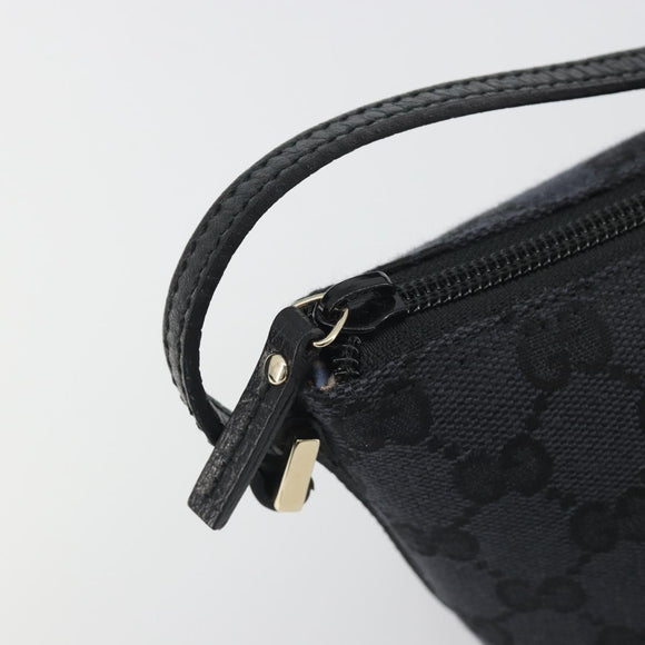 GUCCI GG Canvas Accessory Pouch Outlet Black Silver 257300 Auth yk20708SAV