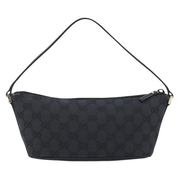 GUCCI GG Canvas Accessory Pouch Outlet Black Silver 257300 Auth yk20708SAV