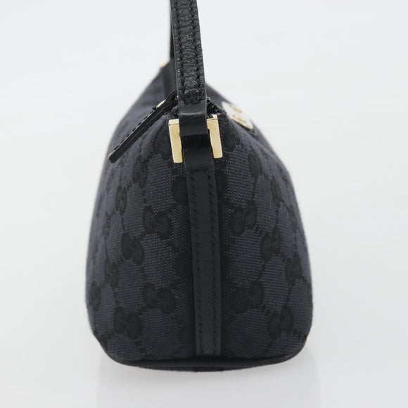 GUCCI GG Canvas Accessory Pouch Outlet Black Silver 257300 Auth yk20708SAV
