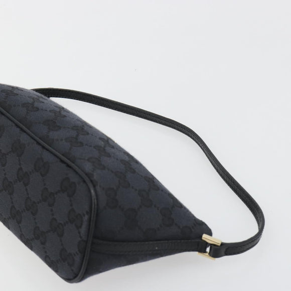 GUCCI GG Canvas Accessory Pouch Outlet Black Silver 257300 Auth yk20708SAV