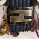 FENDI Mamma Baguette Bag Wool Sequin Metal Multicolor Gold Auth yk20710SM-20