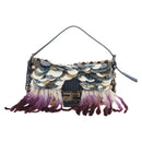 FENDI Mamma Baguette Bag Wool Sequin Metal Multicolor Gold Auth yk20710SM-13